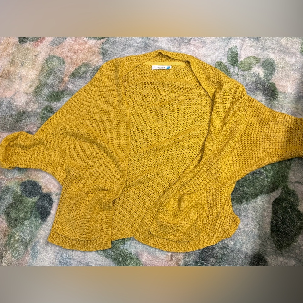 Anthropologie Sparrow Mustard Open-Front Batwing Cardigan L